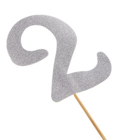Топпер в торт «2», цвет серебро (комплект 10 шт)