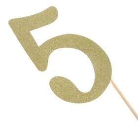 Топпер в торт «5», цвет золото (комплект 7 шт)