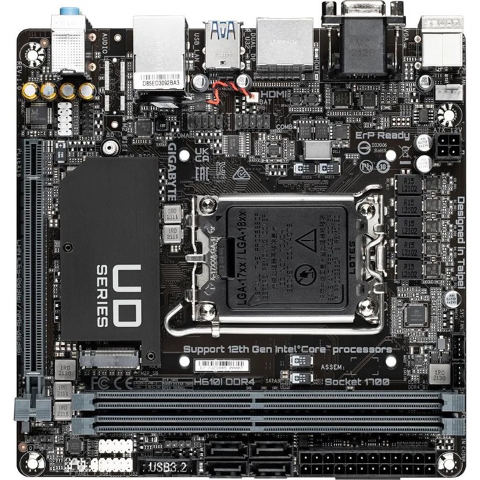 Материнская плата Gigabyte H610I, LGA1700, H610, 2хDDR4, HDMI, DP, VGA, mini-ITX - Фото 1