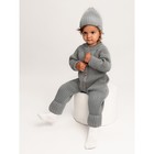 Комбинезон вязаный детский с шапочкой Pure Love Tot, рост 56 см, цвет серый - Фото 2