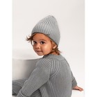 Комбинезон вязаный детский с шапочкой Pure Love Tot, рост 56 см, цвет серый - Фото 4