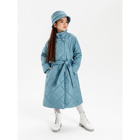 Пальто стёганое для девочек TRENDY, рост 116-122 см, цвет голубой