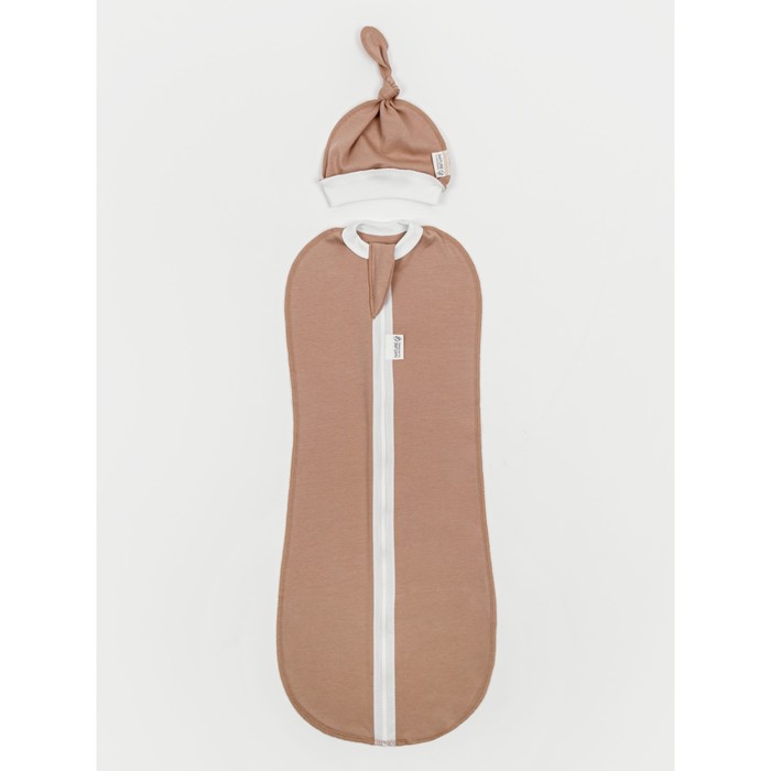 Пеленка-кокон на молнии с шапочкой Nature essence, размер 56-68, цвет бежевый - фото 1898937530