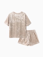 Пижама женская (футболка, шорты) KAFTAN Velvet, размер 40-42, бежевая - фото 65393172