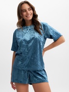 Комплект женский (футболка и шорты) KAFTAN Velvet р. 44-46, синий 9596972 - фото 13556337