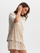 Комплект женский (футболка и шорты) KAFTAN Velvet р. 48-50, бежевый - Фото 7