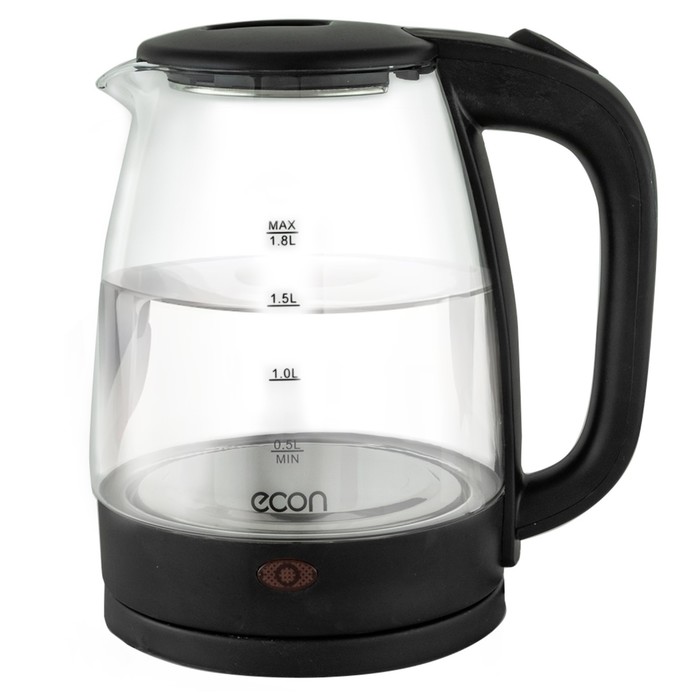 Чайник ECO-1825KE, стекло, электрический, 1.8 л, 1500 Вт, цвет чёрный