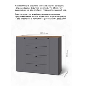 Комод для хранения «Остин 16.221», 1200×419×993 мм, цвет серый графит/дуб вотан