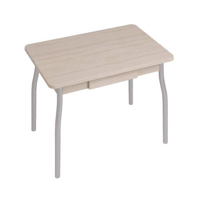Обеденный стол «Орфей 7», 902×602×751 мм, c ящиком, ЛДСП / металл, цвет ясень шимо светлый