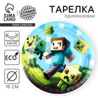 Тарелка одноразовая бумажная «Пиксели», 18 см - Фото 1