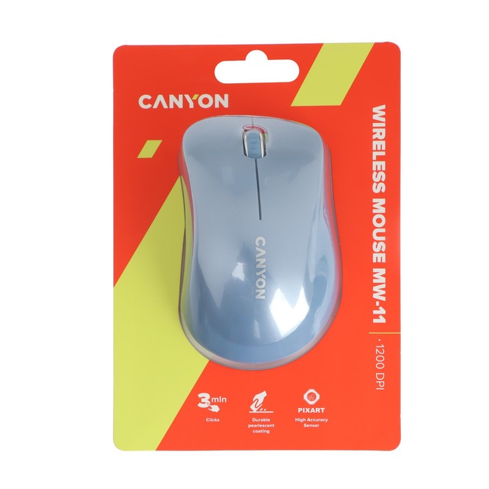 Мышь CANYON MW-11, беспроводная, оптическая, 1200 dpi, USB, 2xAAА, синяя