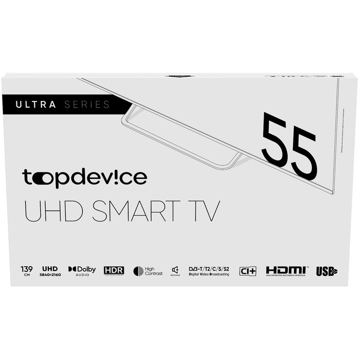 Телевизор Topdevice TDTV55BS05U, 55", 3840x2160, DVB-T2/C/S2, HDMI 3, USB 2, Smart TV,черный - фото 51327706