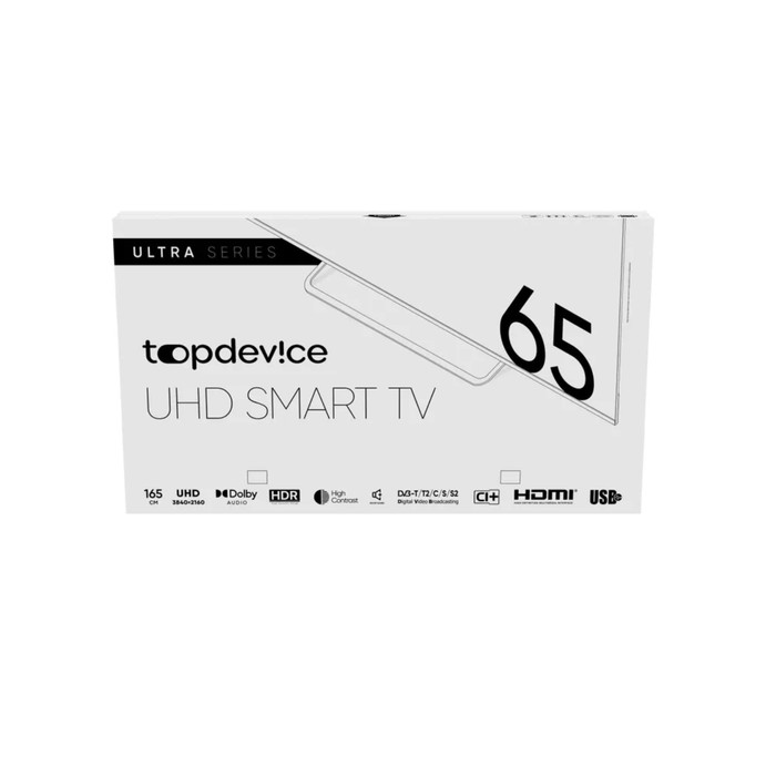 Телевизор Topdevice TDTV65BS05U, 65", 3840x2160, DVB-T2/C/S, HDMI 3, USB 2, Smart TV,черный - фото 51327718