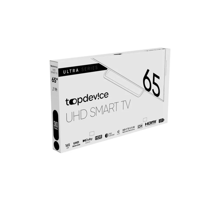 Телевизор Topdevice TDTV65BS05U, 65", 3840x2160, DVB-T2/C/S, HDMI 3, USB 2, Smart TV,черный - фото 51327719