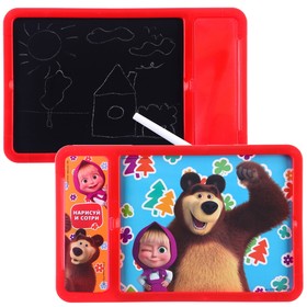 Доска для рисования с маркером-стиралкой, Маша и Медведь красный