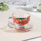 Чайная пара «Тюльпан», стеклянная, чашка+блюдце, 200 мл, d=92 мм - фото 10499246