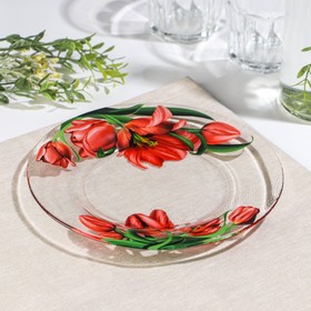 Тарелка «Тюльпан», стеклянная, десертная, d=19.6 см