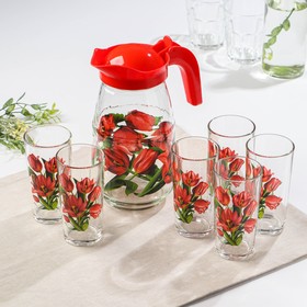 Набор питьевой «Тюльпан», стеклянный, кувшин+6 стаканов, 1500/250 мл