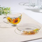 Чайная пара «Подсолнух»,стеклянная, чашка+блюдце, 200 мл, d=92 мм - фото 4379992