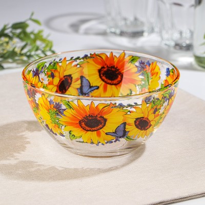 Салатник «Подсолнух», 700 мл, стекло, жёлтый, прозрачный