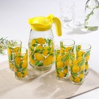 Набор питьевой «Лимон», стеклянный, кувшин+6 стаканов, 1500/230 мл - фото 319473213