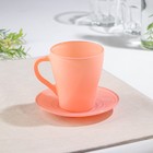 Чайная пара «Апрель», стеклянная, кружка+блюдце, 250 мл, d=13.2 мм, цвет розовый - фото 10499373