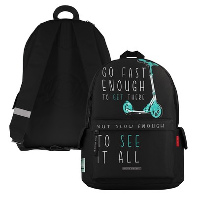 Рюкзак молодежный 40×30×17 см, Bruno Visconti 12-003 «GO FAST.САМОКАТ» чёрный