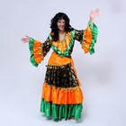 Русский костюм женский"Цыганка"оранжево-зеленая,блузка,юбка,косынка,парик,р-р 44-46 рост170 - фото 319473420