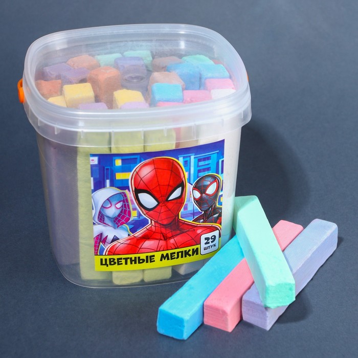 Набор цветных мелков Человек-паук, 10 цветов, 29 штук - Фото 1
