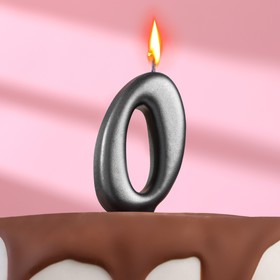 Свеча в торт "Овал" ,цифра 0 , графит, 6,3 см
