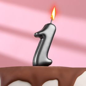 Свеча в торт "Овал" ,цифра 1 , графит, 6,3 см