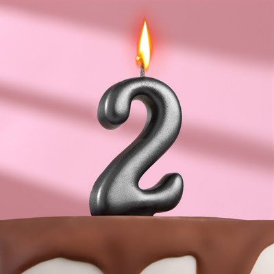 Свеча в торт "Овал" ,цифра 2 , графит, 6,3 см