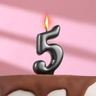 Свеча в торт "Овал" ,цифра 5 ,мокрый асфальт, 6,3 см - фото 1469459