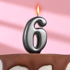 Свеча в торт "Овал" ,цифра 6 , графит, 5,5 см - Фото 1