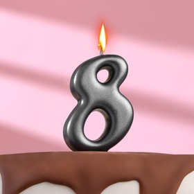 Свеча в торт "Овал" ,цифра 8 , графит, 5,5 см