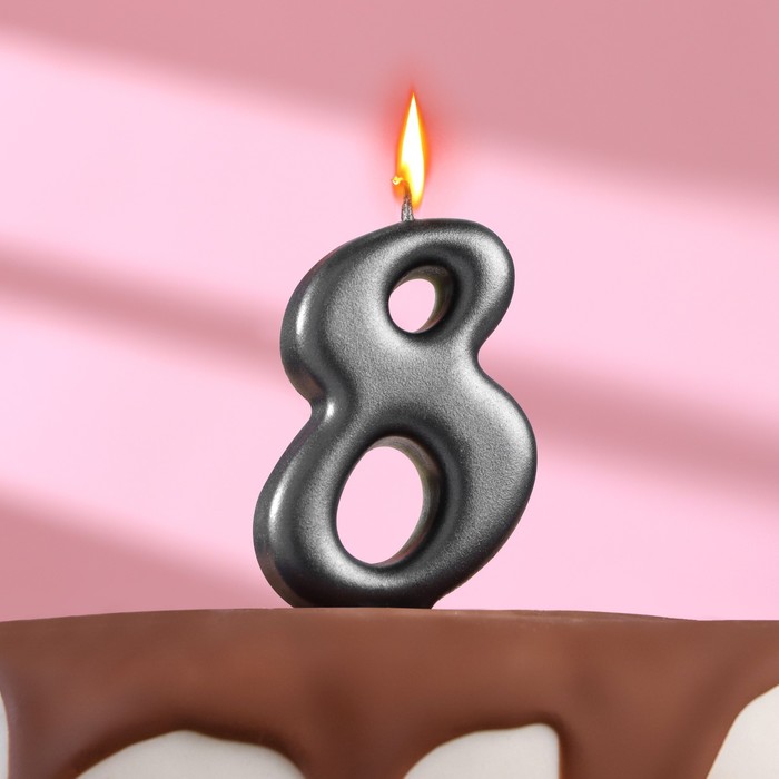 Свеча в торт "Овал" ,цифра 8 , графит, 5,5 см - Фото 1