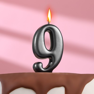 Свеча в торт "Овал" ,цифра 9 , графит, 5,5 см