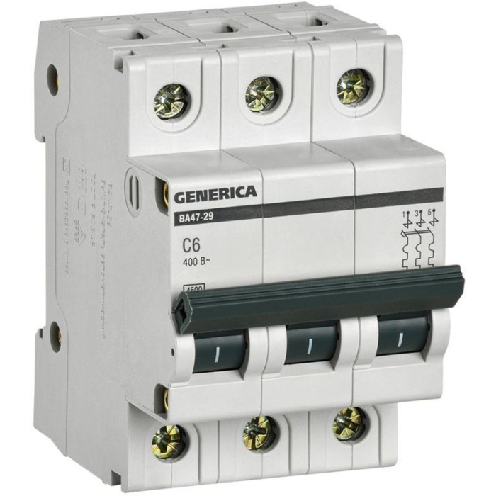 Выключатель автоматический IEK MVA25-3-006-C 3п, 6А, 4.5кА