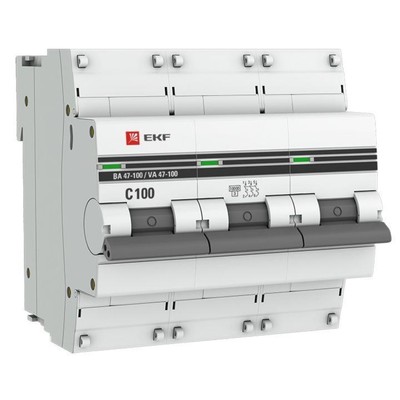 Выключатель автоматический EKF mcb47100-3-100C-pro 3п, 100А, 10кА