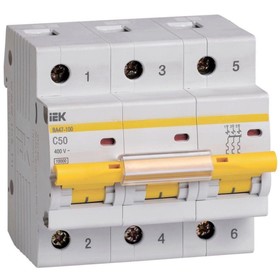 Выключатель автоматический IEK MVA40-3-050-C 3п, 50А, 10кА