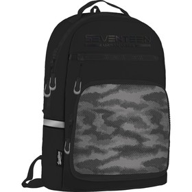 Рюкзак школьный 42 х 28 х 12 см, эргономичная спинка, фотолюминесцентная панель, Seventeen, Neon Light, серый/зелёный/чёрный