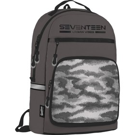 Рюкзак школьный 42 х 28 х 12 см, эргономичная спинка, фотолюминесцентная панель, Seventeen, Neon Light, серый/зелёный