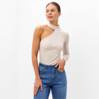 Лонгслив на одно плечо женский, кремовый, размер 44