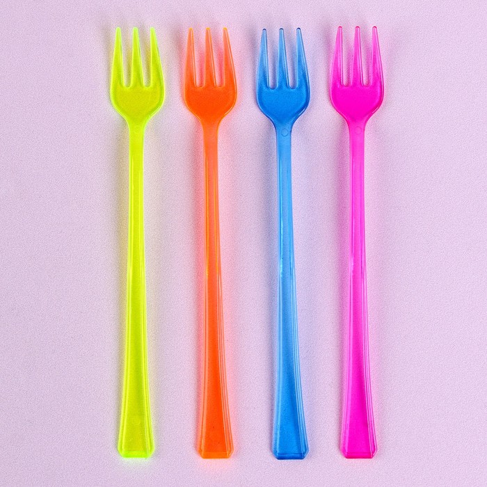 Вилки пластиковые, в наборе 12 штук, МИКС - Фото 1