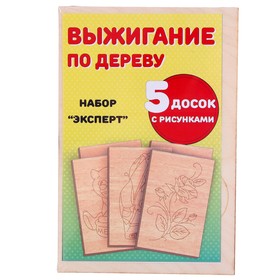 Набор для выжигания по дереву «Эксперт», 5 досок с рисунком, 14 × 21 см