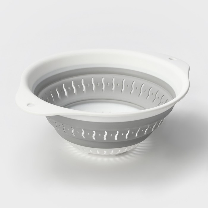 Дуршлаг складной «Флекс», 2.2 л, 29.5×24×10.5 см, серый, белый - Фото 1