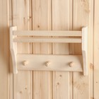 Полка - вешалка для бани и сауны, 32×21.5×7 см, деревянная, 3 крючка, «Добропаровъ» - Фото 1