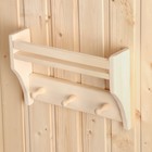 Полка - вешалка для бани и сауны, 32×21.5×7 см, деревянная, 3 крючка, «Добропаровъ» - Фото 2