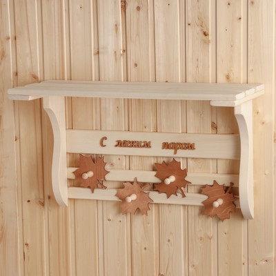 Полка - вешалка «Листопад. С лёгким паром», 58×38×25 см, деревянная, 4 крючка, «Добропаровъ»