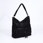 Сумка-тоут на молнии, 3 наружных кармана, цвет чёрный - фото 22230699